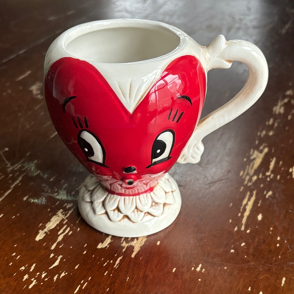 Red Heart-Shaped Ceramic Mug